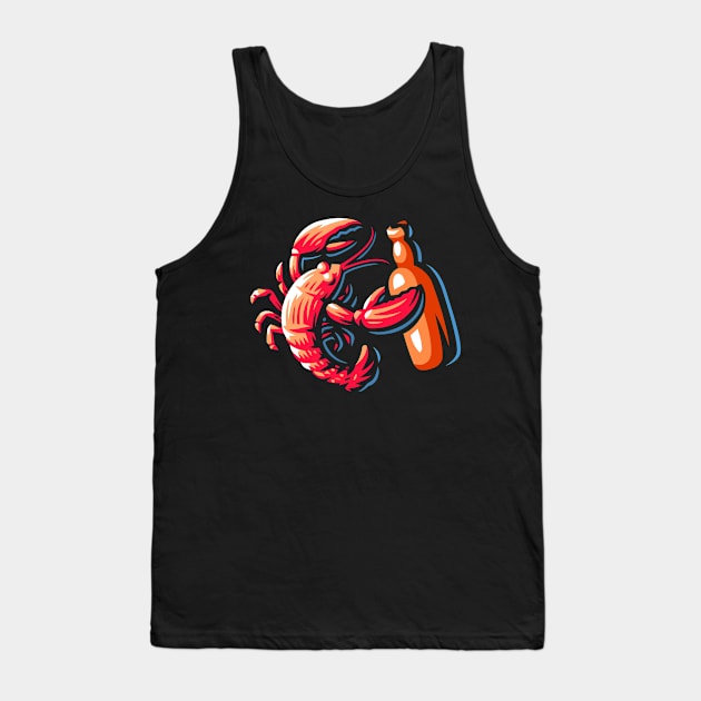 Beer Drinking Lobster Craft Beer Beach Vacation Tank Top by folidelarts